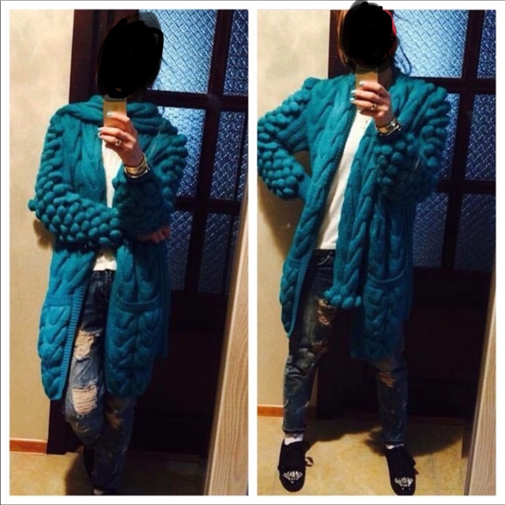 Sale 📛 Beautiful handmade knitted cardigan OSFM - Picture 3 of 3